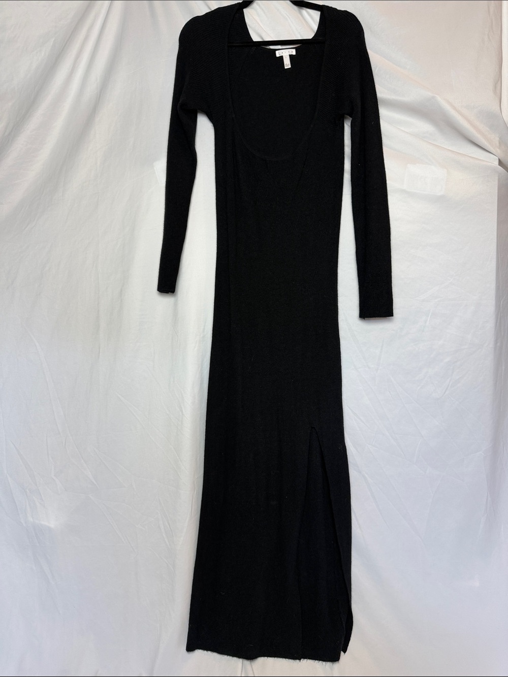 Leith Black Long Sleeve Scoop Neck Maxi Dress